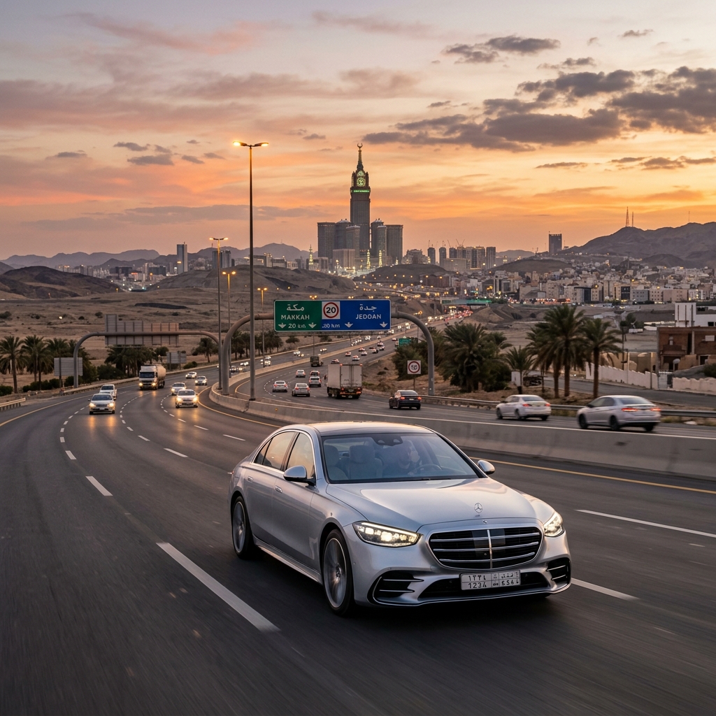 الدليل الشامل لخدمة التوصيل من مطار جدة إلى مكة المكرمة 2026: الأسعار، خيارات السيارات، ونقل المعتمرين المباشر